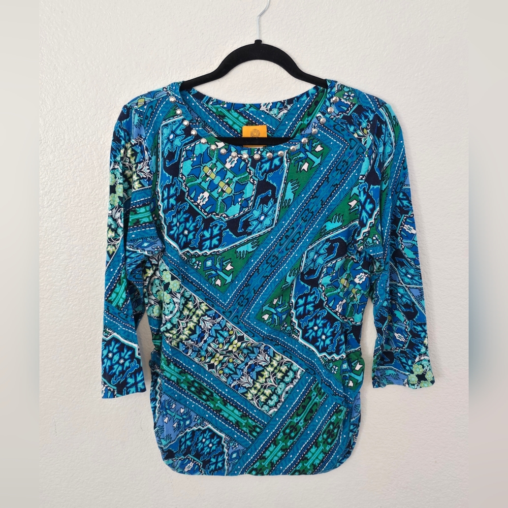 Ruby Rd. Beaded Neckline Ruched Top